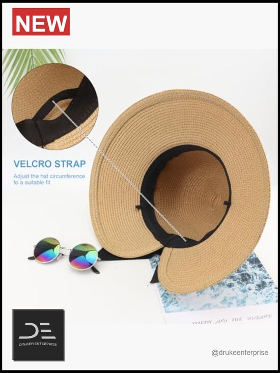 Foldable Wide Brim Paper Straw Sun Hat with Bowknot UPF 50+ main image 5